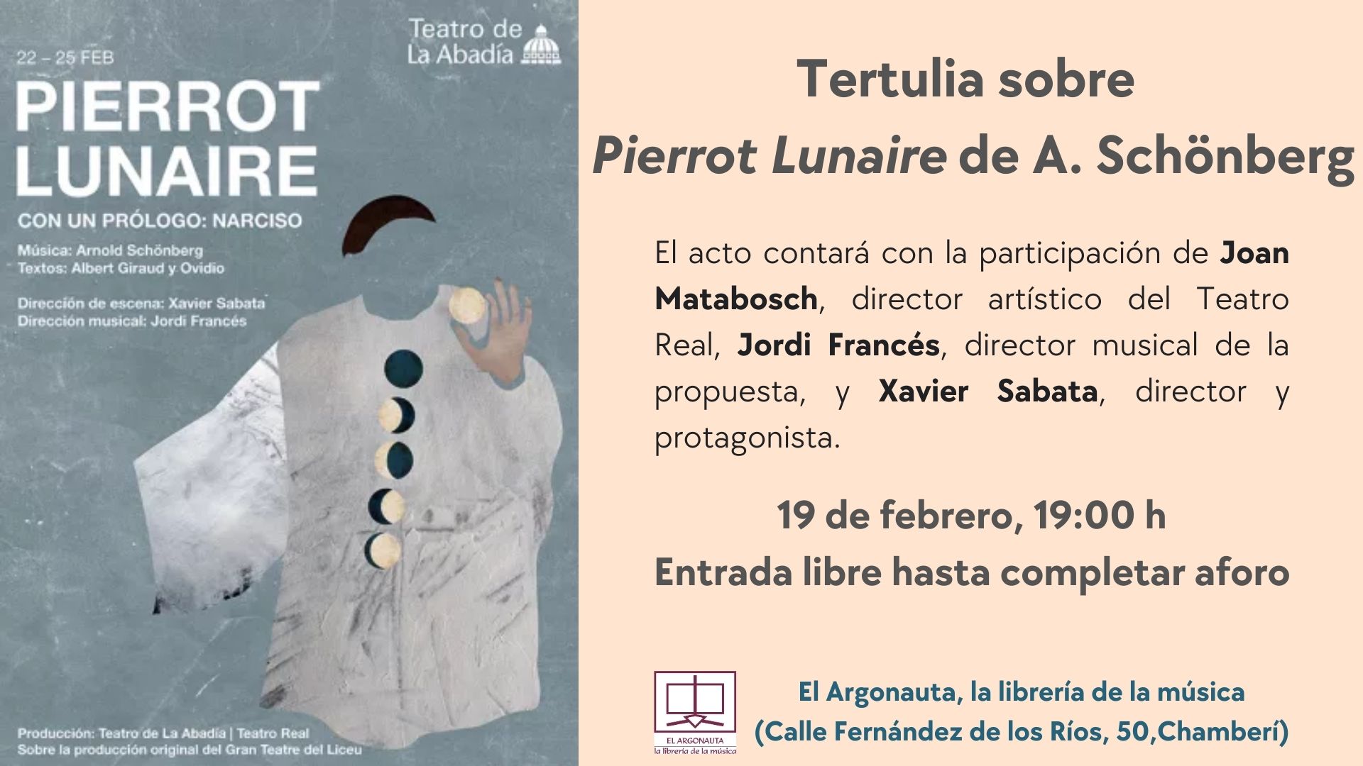 Tertulia sobre 'Pierrot Lunaire', en colaboración con el Teatro de la Abadía