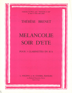 Mélancolie - Soir d'été: pour 3 clarinettes en Sib. 9790230332965