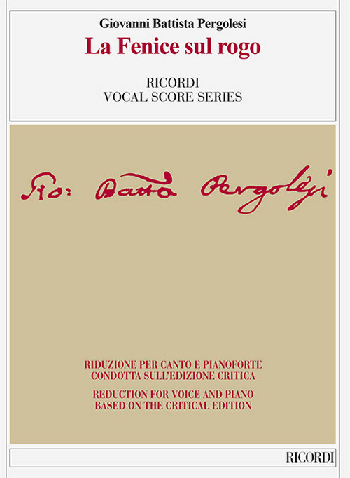 La Fenice sul rogo, ovvero La Morte di San Giuseppe, Vocal and Piano Reduction