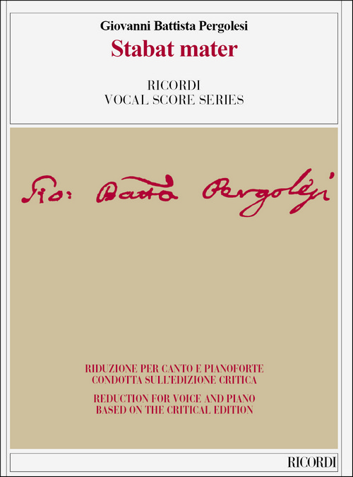 Stabat Mater: Edizione critica di C. Toscani, Reduction for voice and Piano by Antonio Frigé. 9788875929763