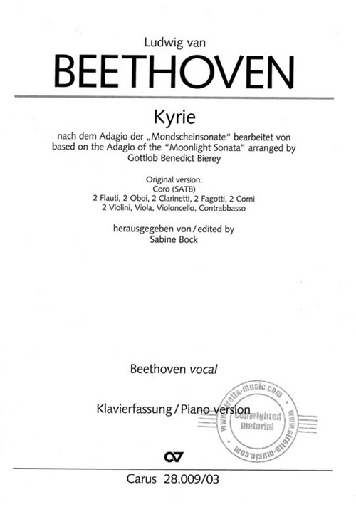 Kyrie, Op. 27,2 (1. Satz): Based on the Kyrie of the So-Called Moonlight Sonata, SATB and Piano. 9790007249816