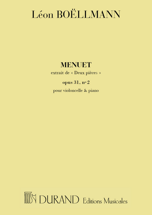 Pièce nº 2, menuet Op. 31 pour violoncelle et piano