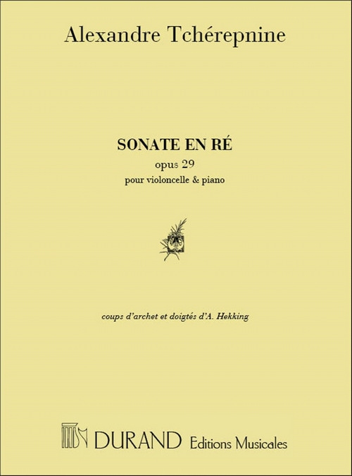 Sonate, opus 29, pour violoncelle et piano