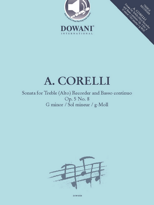 Sonata Op. 5 No. 8 in G minor, for Treble (Alto) Recorder and Basso Continuo. 9789043164139
