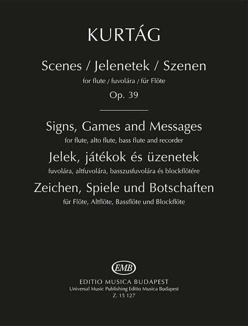 Scenes, Op. 39: Signs, Games and Messages, for Flute, Alto Flute, Bass Flute, Recorder and Piano, Score. 9790080151273