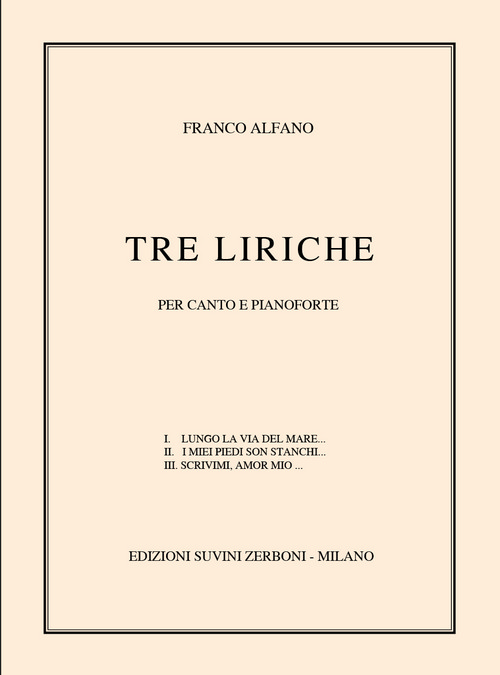Tre Liriche (1943), per Voce e Pianoforte, su Testi di Miranda Bona
