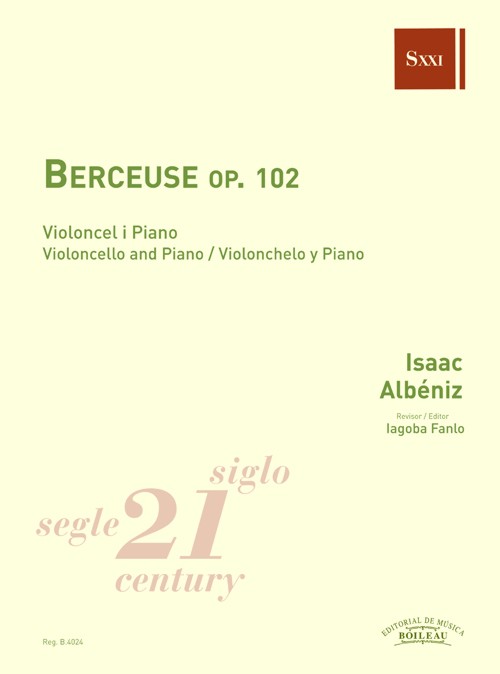 Berceuse, Op. 102, para Violonchelo y Piano. 9790350341069