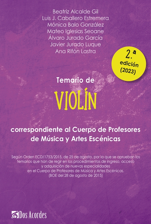 Temario de Violín correspondiente al cuerpo de profesores de Música y Artes Escénicas. 9788412588422