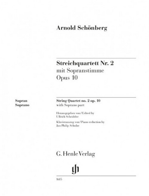 String Quartet no. 2 op. 10, with Soprano part, string quartet and voice. Piano Reduction