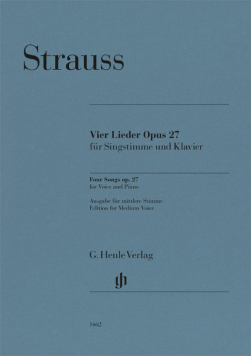 Four Songs op. 27 op. 27, for Voice and Piano. Version for medium voice