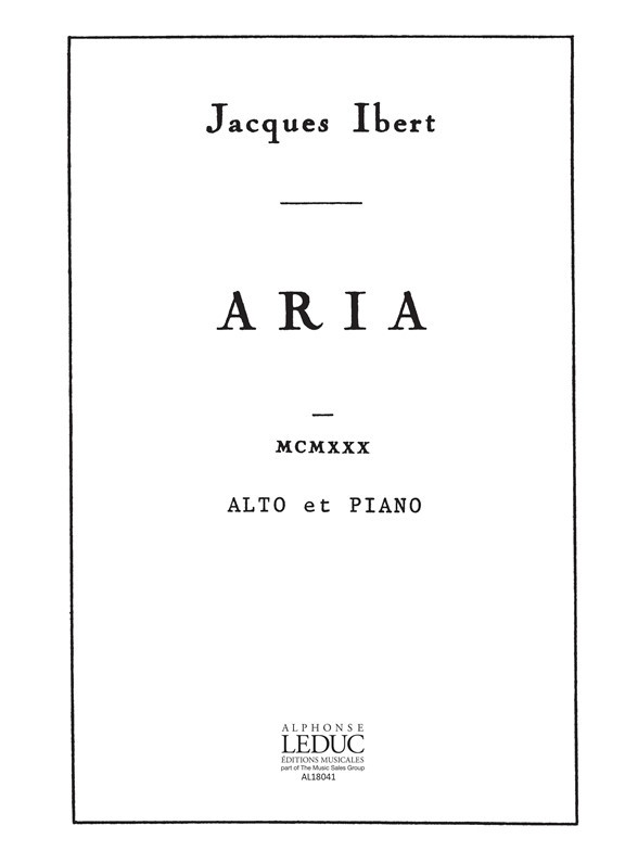 Aria, alto et piano. 9790046180412