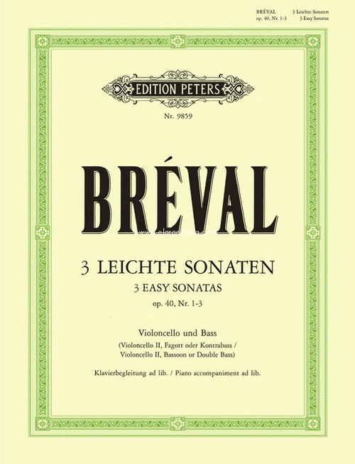 3 Leichte Sonaten, op. 40, Nr. 1-3, für Violoncello und Bass = 3 Easy Sonatas, op. 40, No. 1-3 for Cello and Bass