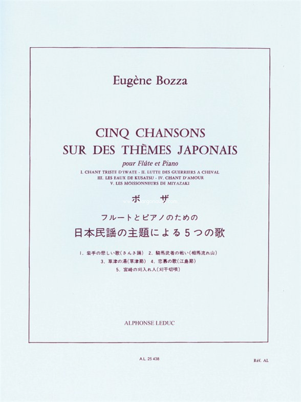 Cinq chansons sur des thèmes japonais, pour flûte et piano. 9790046254383