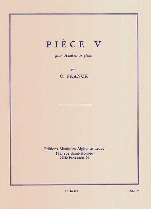 Pièce V, pour hautbois et piano. 9790046163890