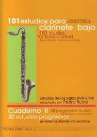 Cuaderno II. 30 estudios progresivos. Estudios para clarinete bajo. Estudios en sistema alemán de escritura adaptados por Pedro Rubio. 