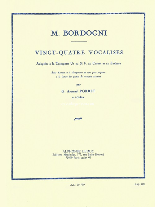 Vingt-quatre vocalises, adaptées à la Trompette Ut ou Si b, au Cornet et au Saxhorn. 9790046207990