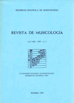 Revista de Musicología, vol. VIII, 1985, nº 1: II Congreso Nacional de Musicología, 1983