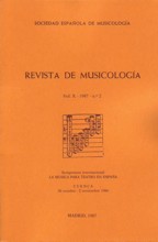 Revista de Musicología, vol. X, 1987, nº 2: Symposium Internacional "La música para teatro en España", Cuenca, 1986