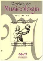 Revista de Musicología, vol. XX, 1997, nº 1 y 2: Actas del IV Congreso de la Sociedad Española de Musicología. "La investigación musical en España". 26262