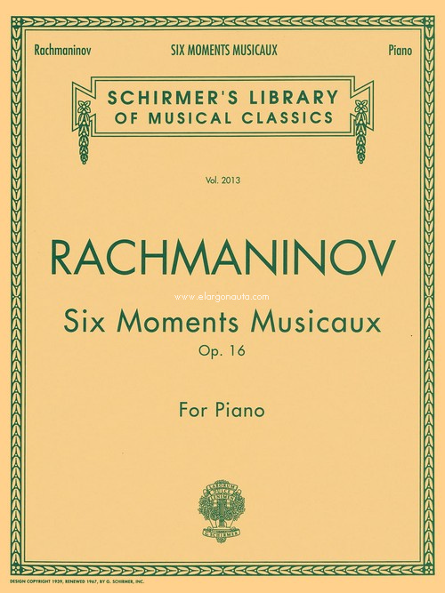 Six Moments Musicaux, op. 16, for Piano