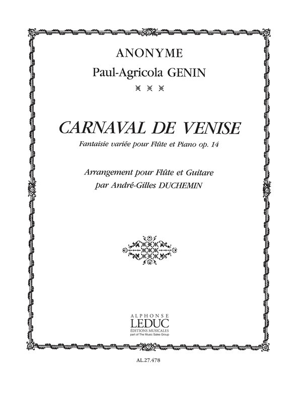 Carnaval de Venise Op.14, Flute and Guitar. 9790046274787