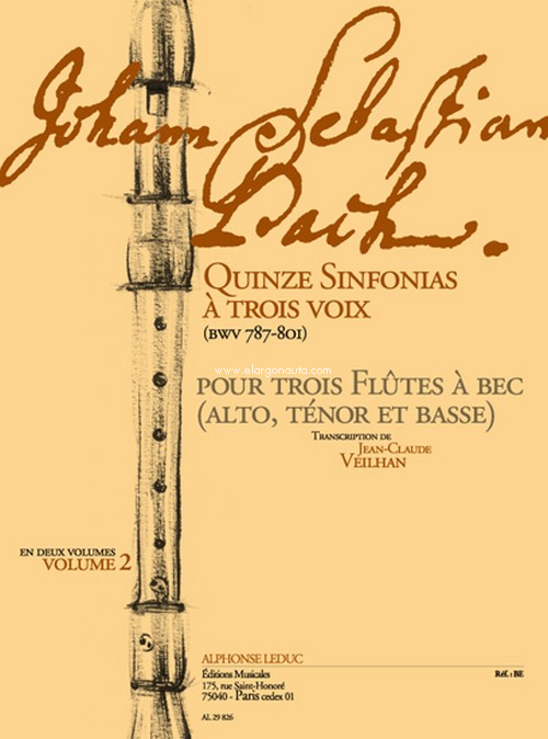 15 Sinfonias for 3 Voices BWV 787-801, Vol. 2, 3 Recorders