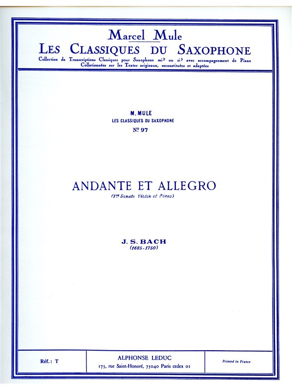 Andante Et Allegro: Sonate nº 1, Alto Saxophone. 9790046208379