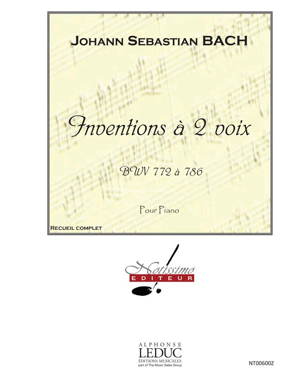 Inventions à 2 Voix: Bwv 772 à 786-Piano-Recueil. 9790560380193