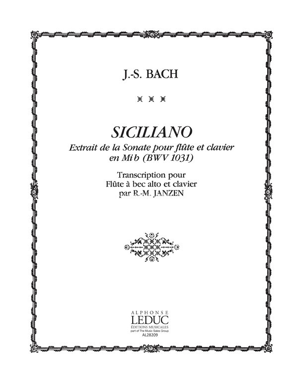 Sicilienne, Recorder and Piano