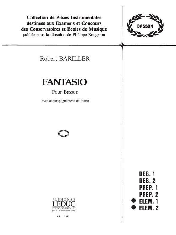 Fantasio: Basson Et Piano-Collection Rougeron, Bassoon and Piano. 9790046229923