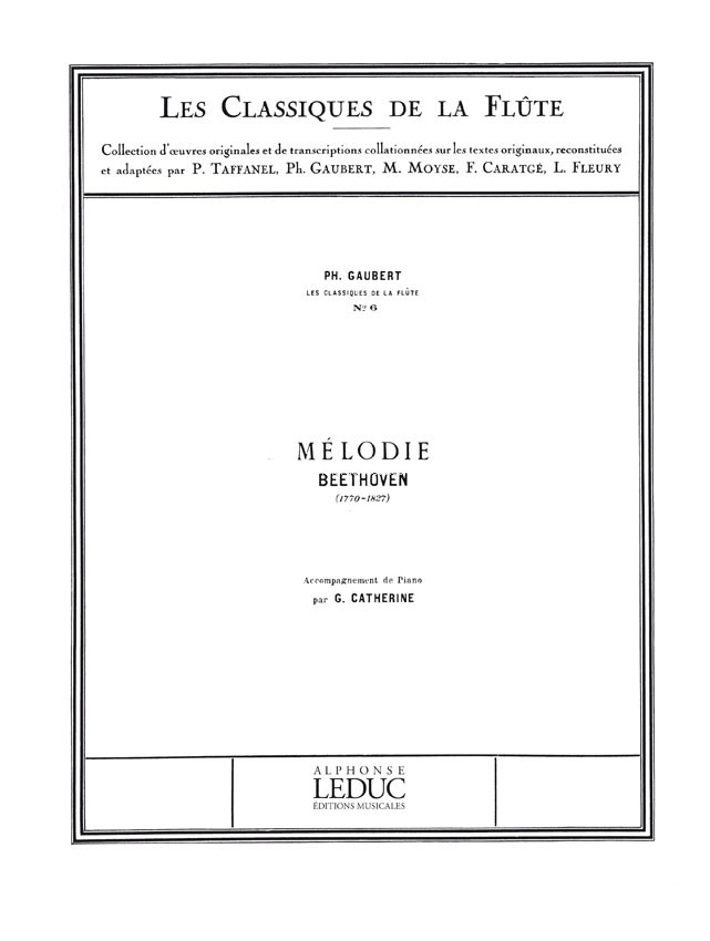 Mélodie: "Les classiques de la flûte" n°6 (rév. Philippe Gaubert, acc. piano G. Catherine), Flute and Piano. 9790046171642