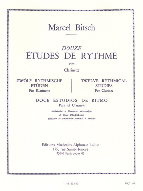 Douze Études de Rythme pour Clarinette. 9790046218422