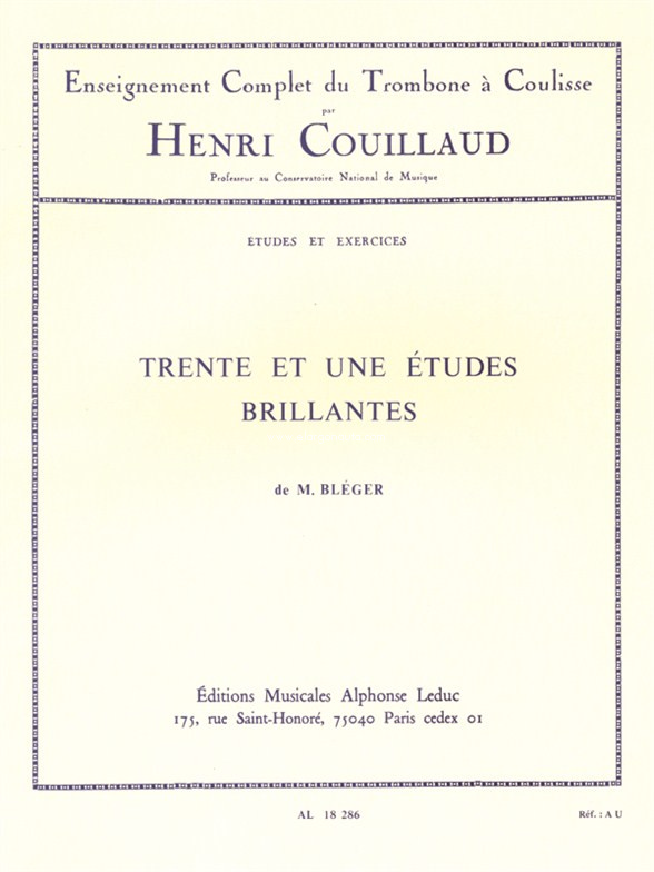 Trente et Une Études Brillantes (31): Enseignement Complet du Trombone à Coulisse par Henri Couillaud