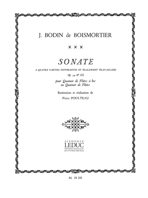 Sonate Op.34, No.3 en 4 Parties..., 4 Flutes