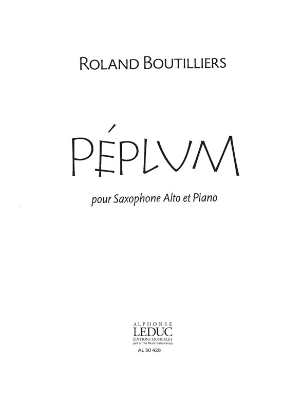Péplum, Saxophone E-Flat and Piano