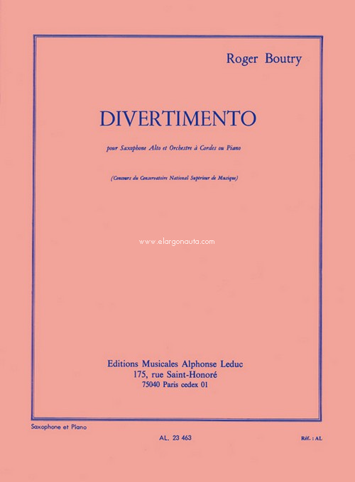 Divertimento, pour saxophone alto et piano