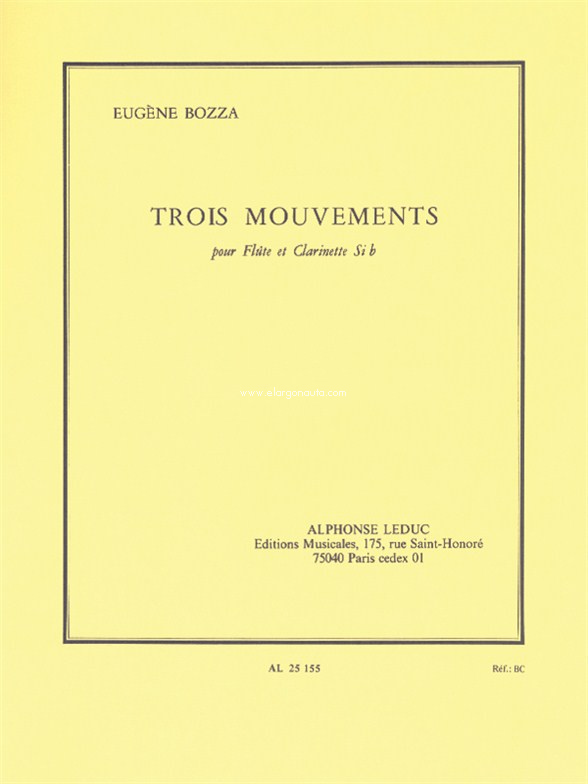 Trois Mouvements, Flute and Clarinet. 9790046251559
