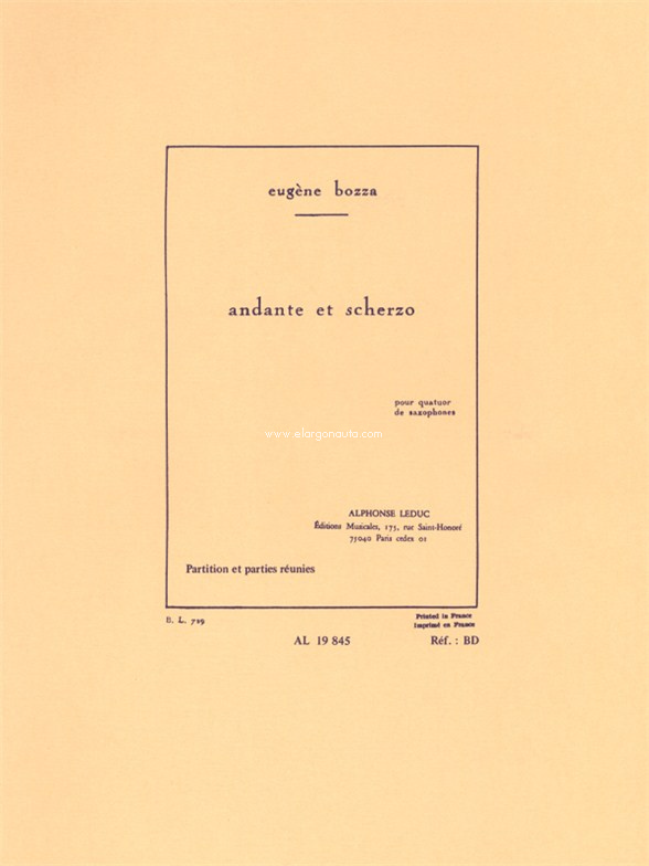Andante And Scherzo, Saxophone Quartet. 9790046198458