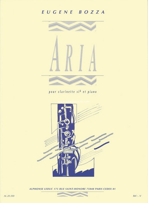 Aria, pour clarinette Si b et piano. 9790046202001