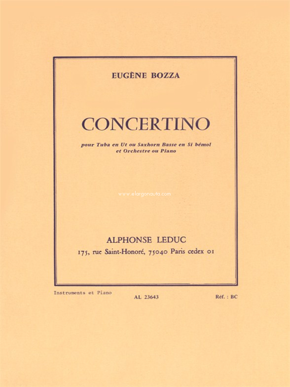 Concertino, Tuba In C or Tenor Horn B-Flat and Piano