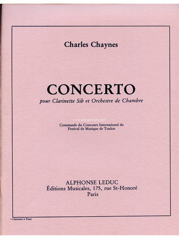 Concerto-Clar. Et Orchestre, Clarinet and Piano