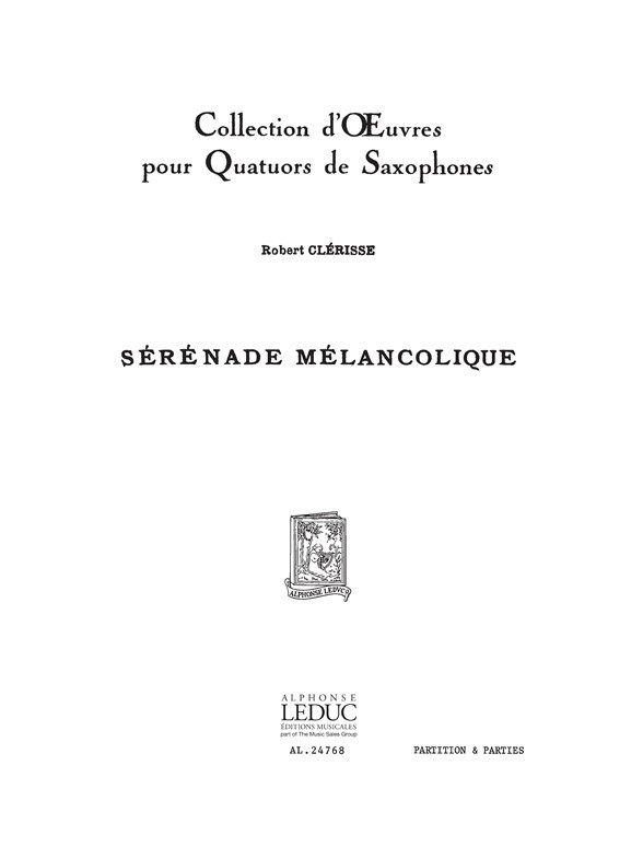 Serenade Melancolique, Saxophone Quartet