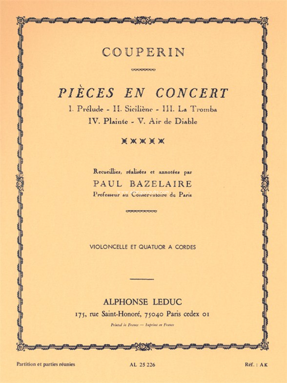 Pièces En Concert, Cello and String Quartet
