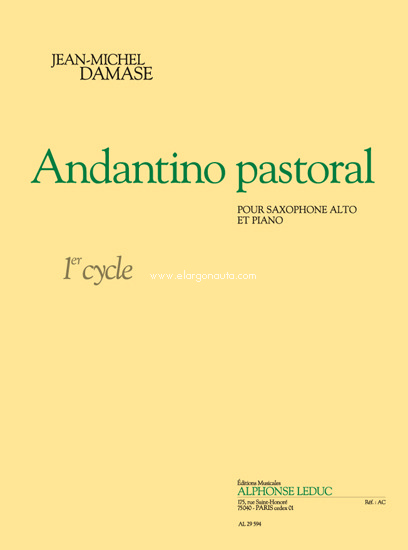 Andantino Pastoral: Saxophone Alto Et Piano, Alto Saxophone and Piano. 9790046295942
