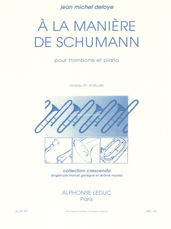 A La Maniere De Schumann, Trombone and Piano. 9790046292910