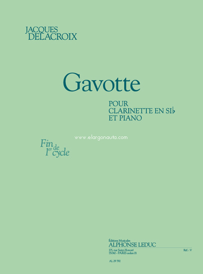 Gavotte pour clarinette si b et piano, Clarinet