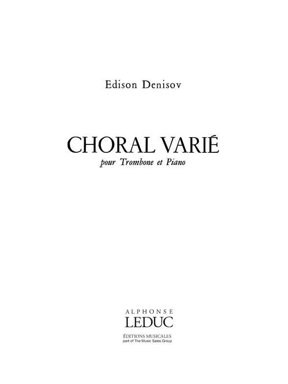 Choral varié, Trombone and Piano. 9790046255809