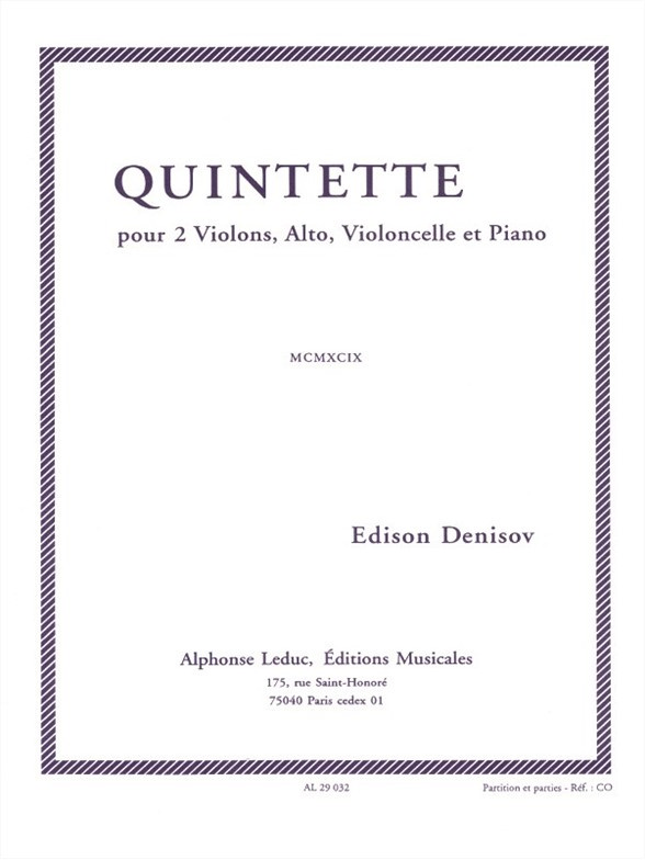Quintette: 2 Violons, Alto, Violoncelle Et Piano,  partition er parties. 9790046290329