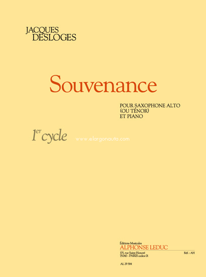 Souvenance: Saxophone Alto - Ou Tenor, Alto Saxophone and Piano. 9790046295843