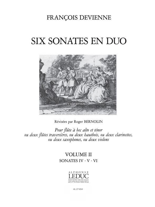 6 Sonates en Duo Vol.2, 2 Flutes, 2 Oboes, 2 Clarinets, 2 Saxophones or 2 Violins. 9790046276545